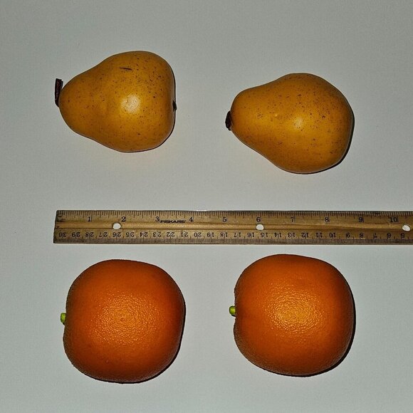 4 Pieces Fake Faux Decorative Fruit Lot Oranges Pears Realistic Life Size - Picture 3 of 15